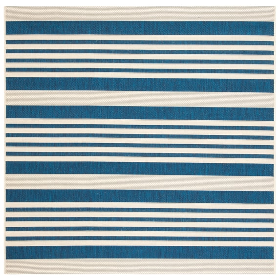 Safavieh Courtyard Caroline Striped Indoor/Outdoor Area Rug, Navy/Beige, 4' x 4' Square