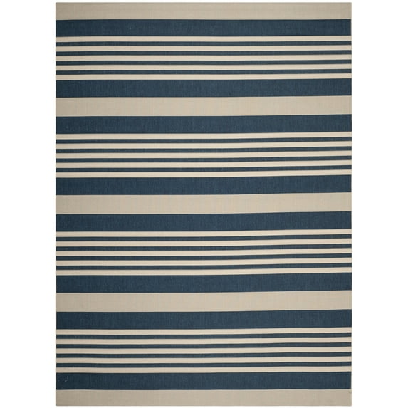 Safavieh Courtyard Caroline Striped Indoor/Outdoor Area Rug, Navy/Beige, 9' x 12'