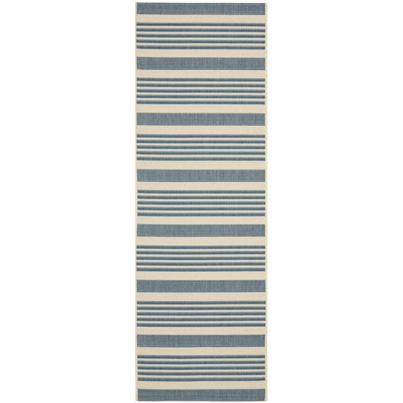 Safavieh Courtyard Caroline Striped Indoor/Outdoor Runner Rug, Beige/Blue, 2'3" x 10'