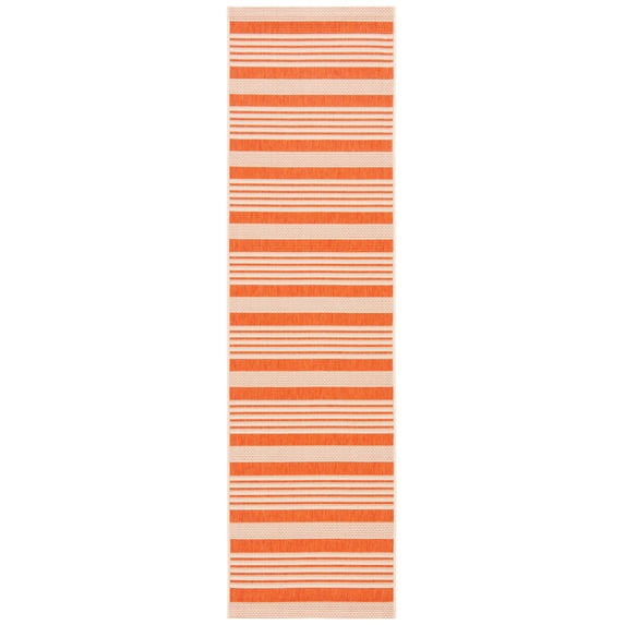 Safavieh Courtyard Caroline Striped Indoor/Outdoor Runner Rug, Terracotta/Beige, 2'3" x 10'