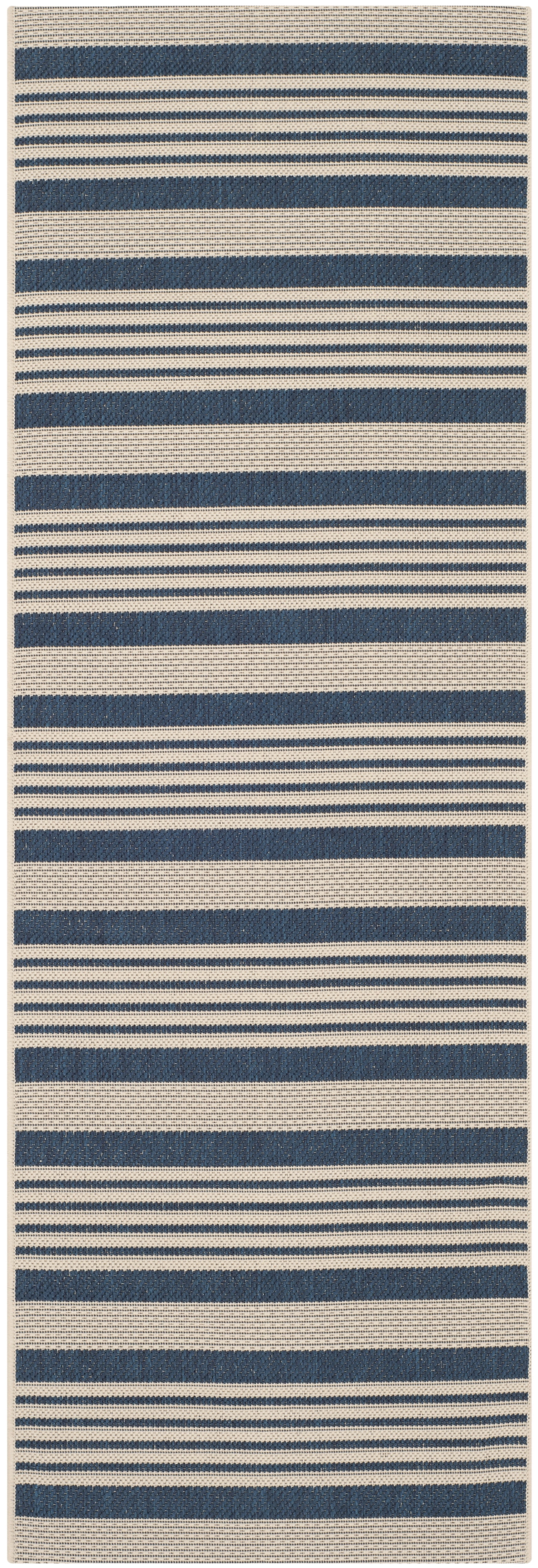 Safavieh Courtyard Caroline Striped Indoor/Outdoor Runner Rug, Navy/Beige, 2'3" x 18'