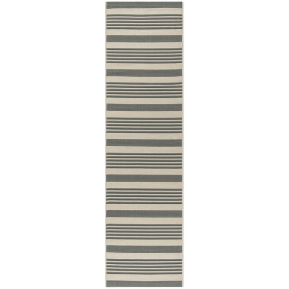 Safavieh Courtyard Caroline Striped Indoor/Outdoor Runner Rug, Gray/Bone, 2'3" x 20'