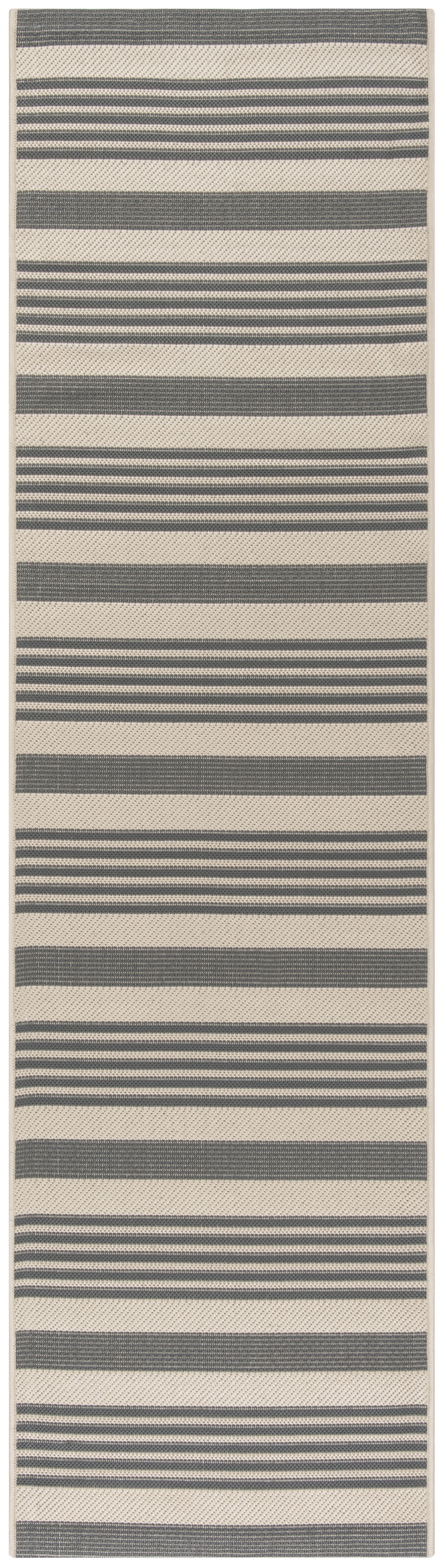 Safavieh Courtyard Caroline Striped Indoor/Outdoor Runner Rug, Gray/Bone, 2'3" x 22'