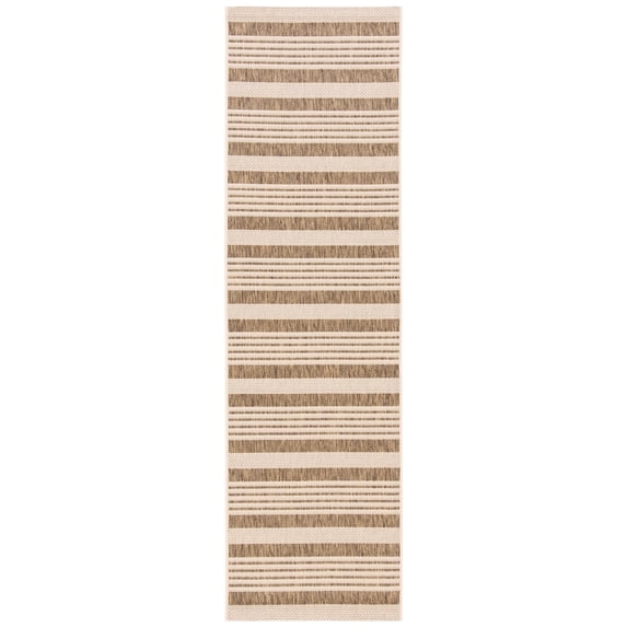 Safavieh Courtyard Caroline Striped Indoor/Outdoor Runner Rug, Brown/Bone, 2'3" x 8'