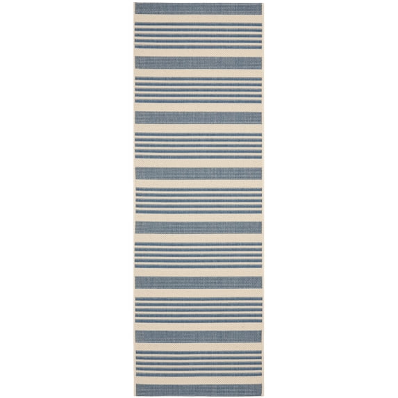 Safavieh Courtyard Caroline Striped Indoor/Outdoor Runner Rug, Beige/Blue, 2'3" x 5'