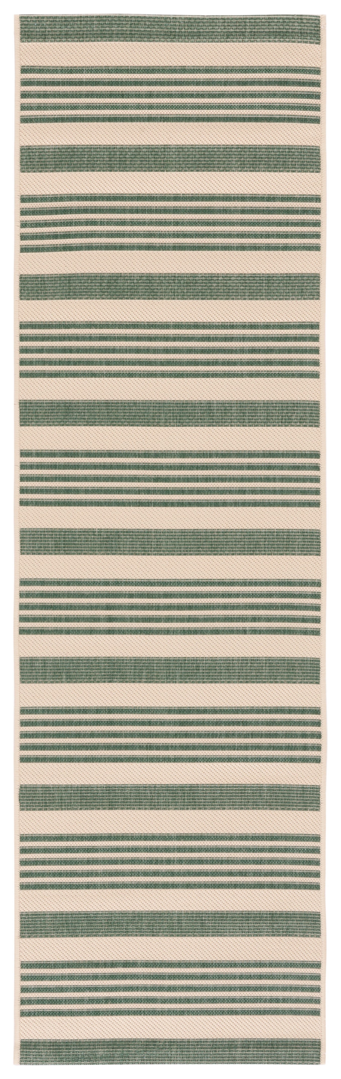 Safavieh Courtyard Caroline Striped Indoor/Outdoor Runner Rug, Beige/Dark Green, 2'3" x 12'
