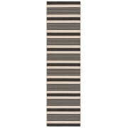 Safavieh Courtyard Caroline Striped Indoor/Outdoor Runner Rug, Black/Bone, 2'3" x 14'