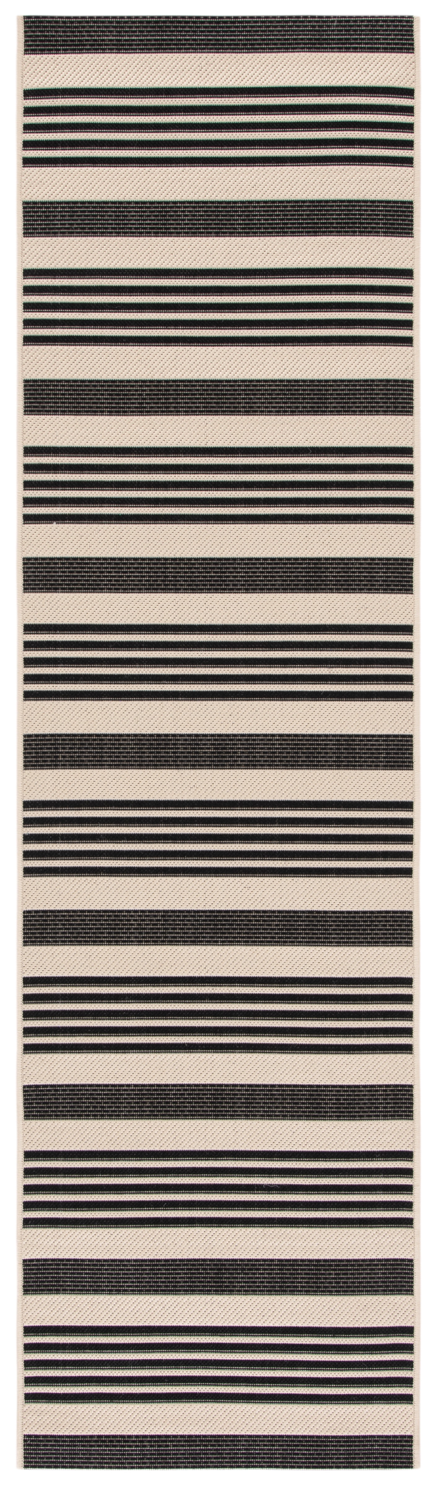 Safavieh Courtyard Caroline Striped Indoor/Outdoor Runner Rug, Black/Bone, 2'3" x 8'