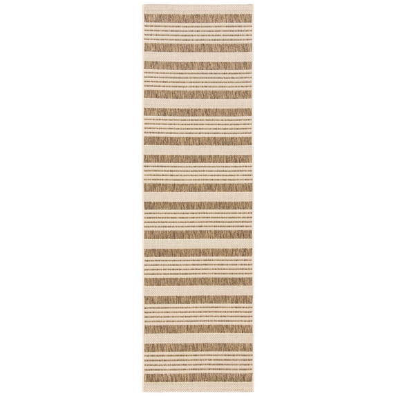 Safavieh Courtyard Caroline Striped Indoor/Outdoor Runner Rug, Brown/Bone, 2'3" x 16'