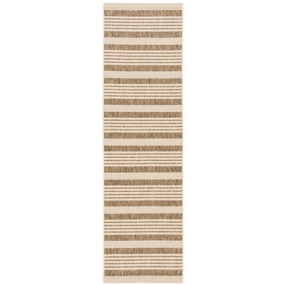 Safavieh Courtyard Caroline Striped Indoor/Outdoor Runner Rug, Brown/Bone, 2'3" x 22'