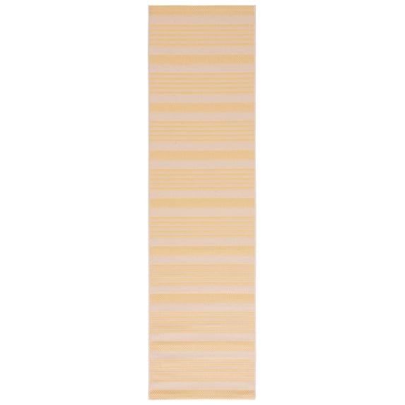 Safavieh Courtyard Caroline Striped Indoor/Outdoor Runner Rug, Gold/Beige, 2'3" x 8'