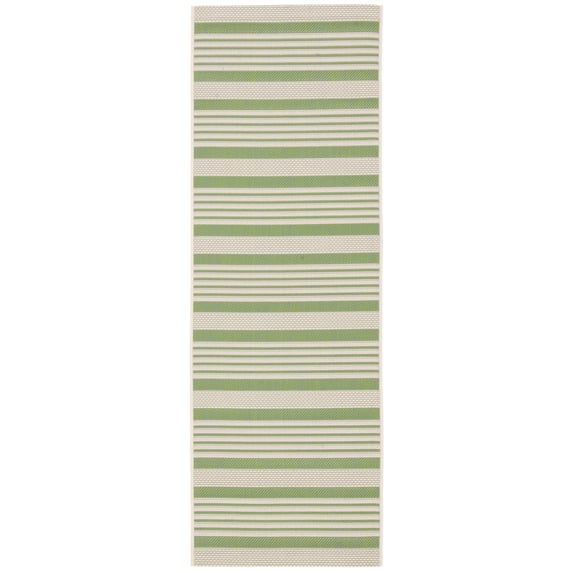 Safavieh Courtyard Caroline Striped Indoor/Outdoor Runner Rug, Green/Beige, 2'3" x 10'