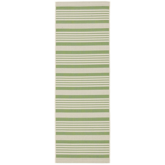 Safavieh Courtyard Caroline Striped Indoor/Outdoor Runner Rug, Green/Beige, 2'3" x 12'