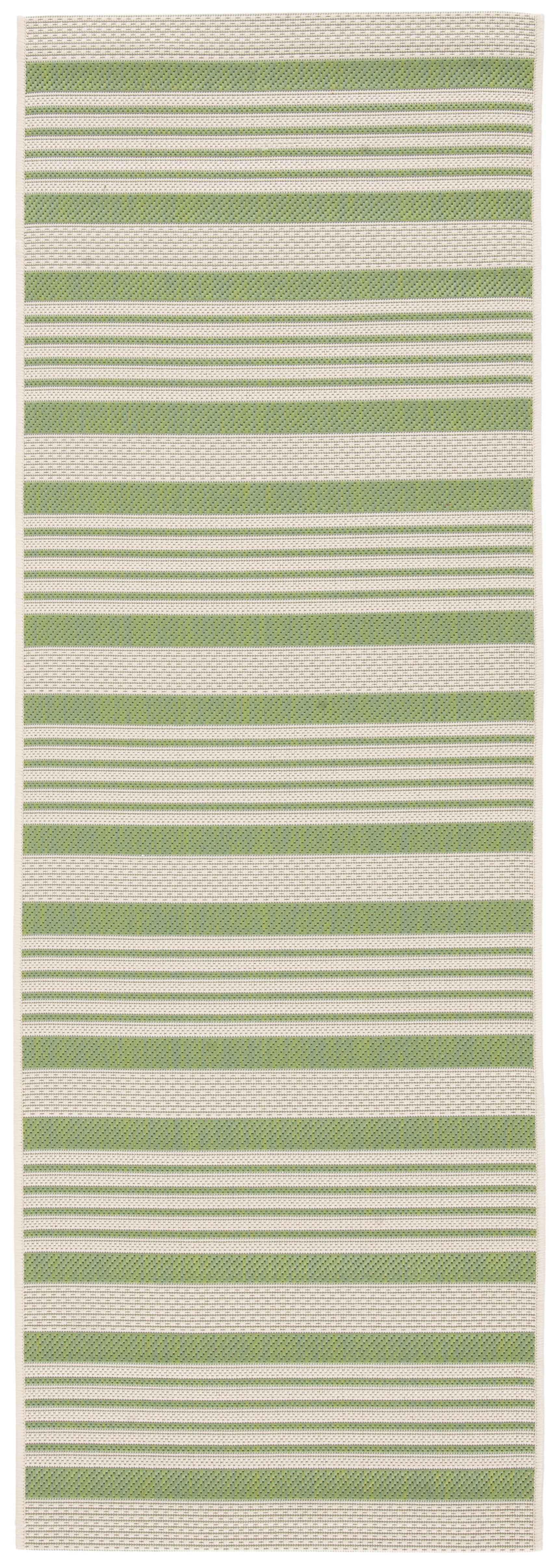 Courtyard Charmaine 27" Green/Beige Indoor/Outdoor Runner Rug
