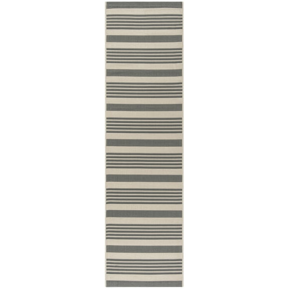 Safavieh Courtyard Caroline Striped Indoor/Outdoor Runner Rug, Gray/Bone, 2'3" x 8'