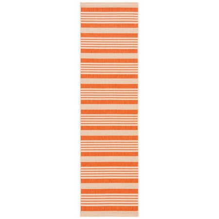 Safavieh Courtyard Caroline Striped Indoor/Outdoor Runner Rug, Terracotta/Beige, 2'3" x 22'