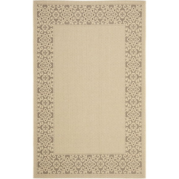 SAFAVIEH Courtyard Catherine Geometric Indoor/Outdoor Area Rug, Cream/Light Chocolate, 2' x 3'7"