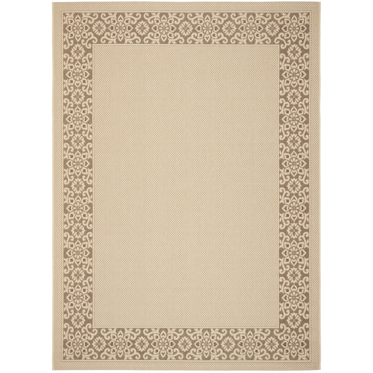 Modern Elegance Cream & Chocolate 8'x11' Easy-Care Outdoor Rug