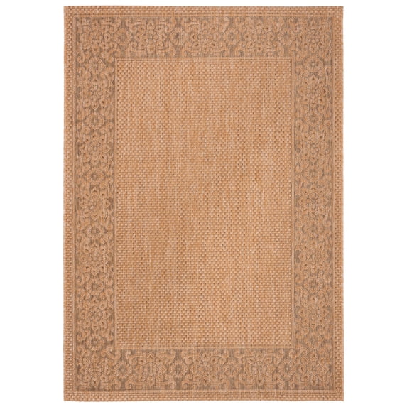 SAFAVIEH Courtyard Catherine Geometric Indoor/Outdoor Area Rug, Natural/Gold, 4' x 5'7"