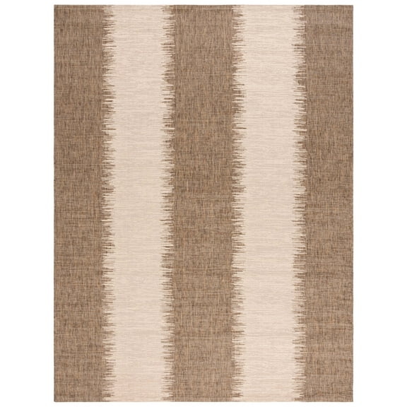 SAFAVIEH Courtyard Cecil Striped Indoor/Outdoor Area Rug, Terracotta/Beige, 8' x 11'