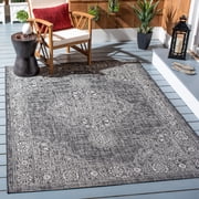 SAFAVIEH Courtyard Chao Medallion Indoor/Outdoor Area Rug, Grey/Black, 5'5" x 7'7"