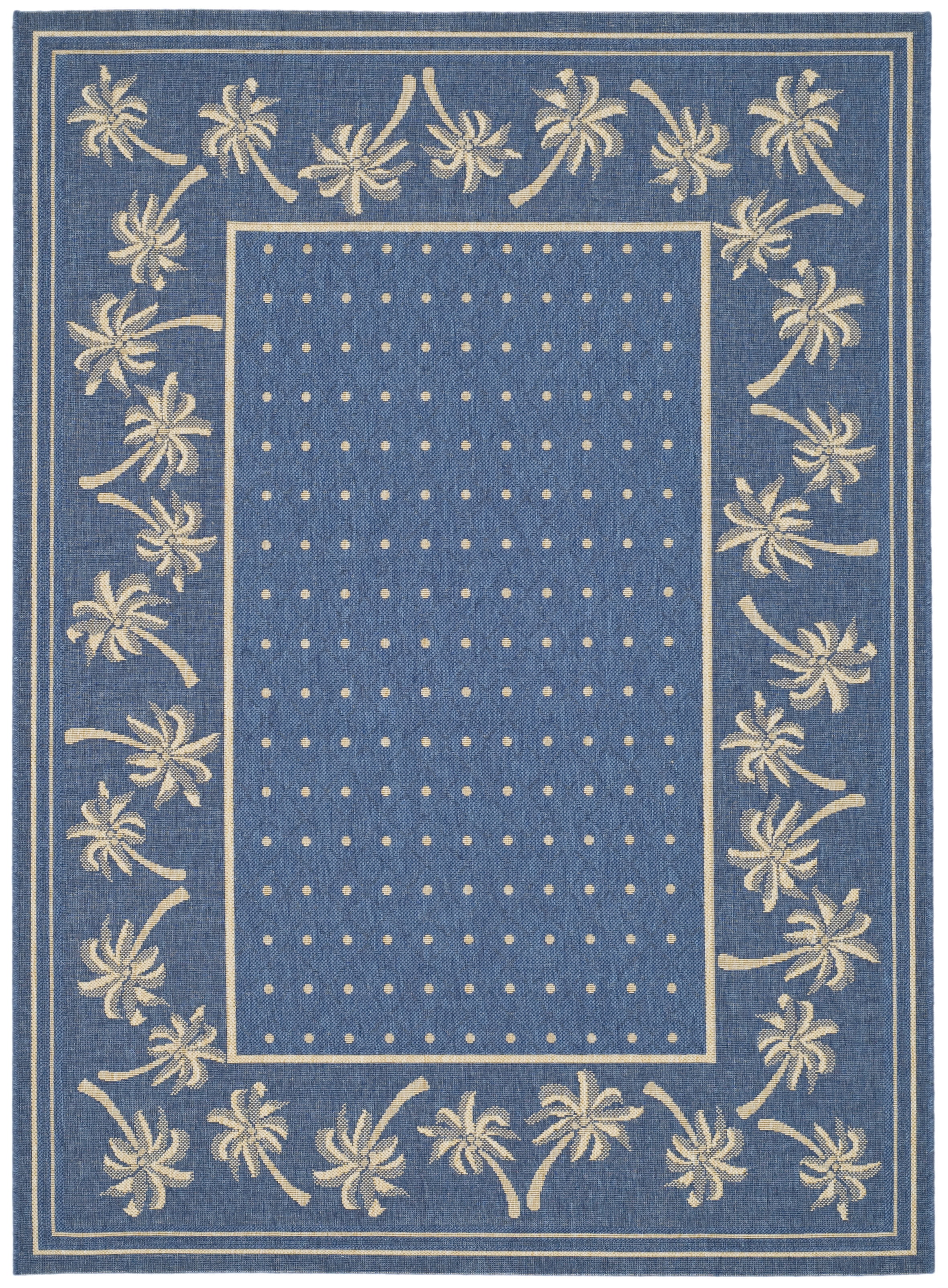 Blue Rectangular Synthetic Floral Outdoor Area Rug