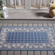 SAFAVIEH Courtyard Charles Floral Indoor/Outdoor Area Rug, Blue/Ivory, 2'7" x 5'