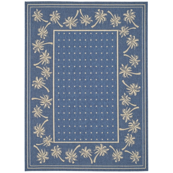 SAFAVIEH Courtyard Charles Floral Indoor/Outdoor Area Rug, Blue/Ivory, 4' x 5'7"