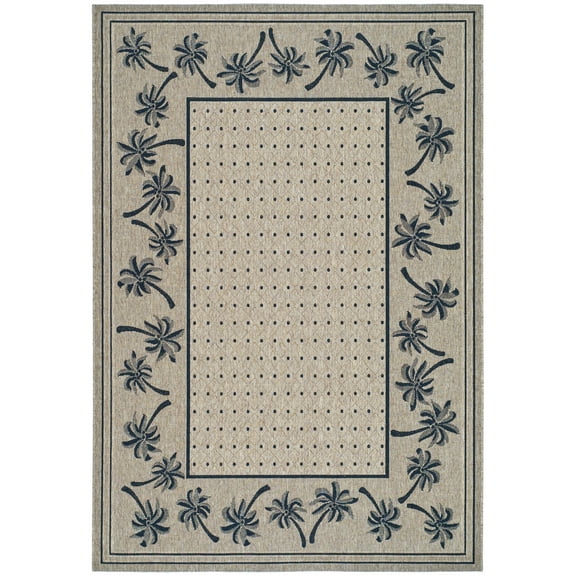 SAFAVIEH Courtyard Charles Floral Indoor/Outdoor Area Rug, Coffee/Black, 4' x 5'7"