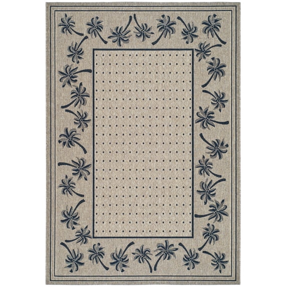 SAFAVIEH Courtyard Charles Floral Indoor/Outdoor Area Rug, Coffee/Black, 8' x 11'