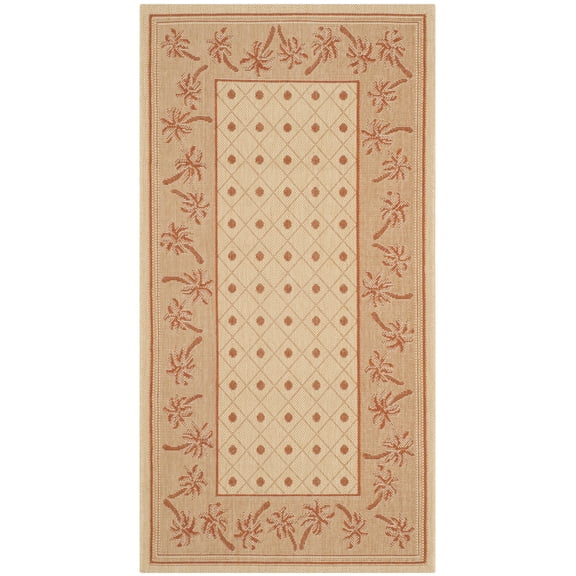 SAFAVIEH Courtyard Charles Floral Indoor/Outdoor Area Rug, Ivory/Rust, 2'7" x 5'
