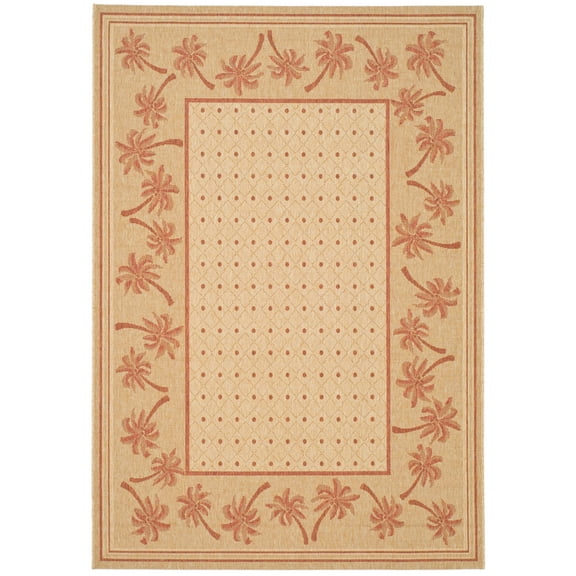 SAFAVIEH Courtyard Charles Floral Indoor/Outdoor Area Rug, Ivory/Rust, 4' x 5'7"
