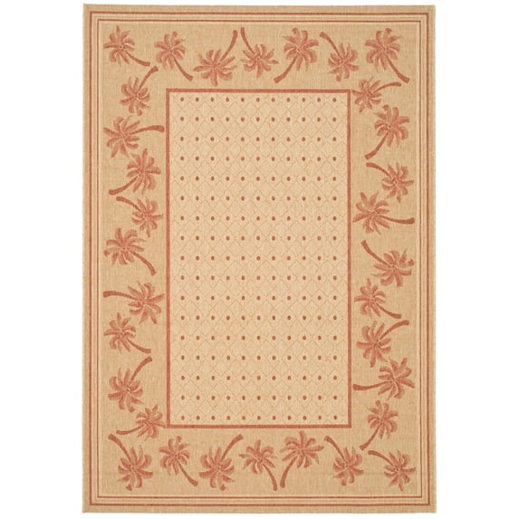 SAFAVIEH Courtyard Charles Floral Indoor/Outdoor Area Rug, Ivory/Rust, 4' x 5'7"