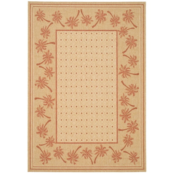 SAFAVIEH Courtyard Charles Floral Indoor/Outdoor Area Rug, Ivory/Rust, 5'3" x 7'7"