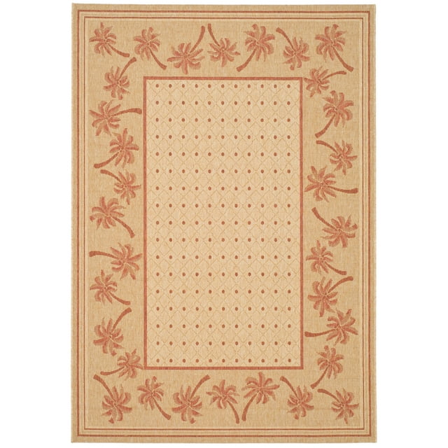 SAFAVIEH Courtyard Charles Floral Indoor/Outdoor Area Rug, Ivory/Rust, 8' x 11'
