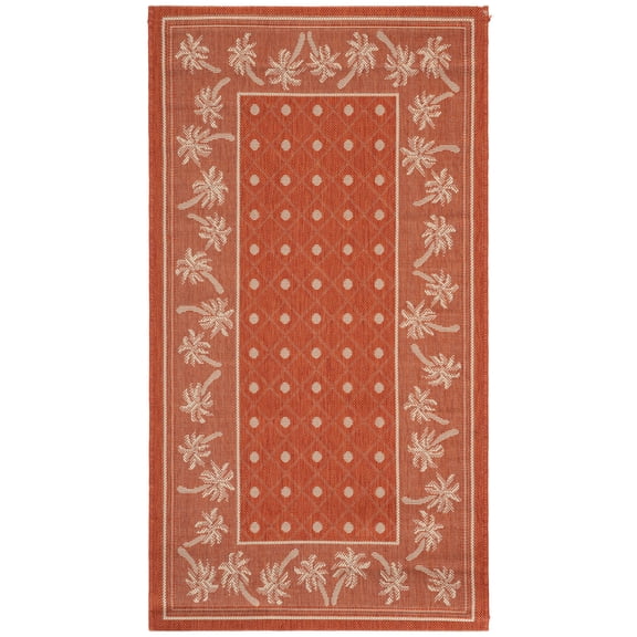 SAFAVIEH Courtyard Charles Floral Indoor/Outdoor Area Rug, Rust/Sand, 2'7" x 5'