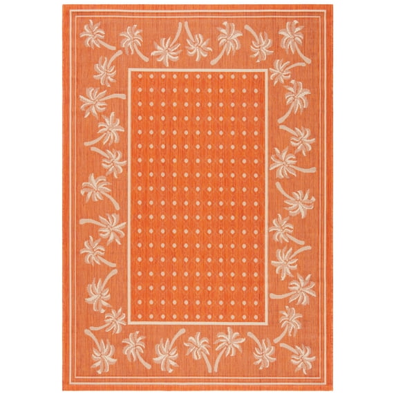 SAFAVIEH Courtyard Charles Floral Indoor/Outdoor Area Rug, Rust/Sand, 6'7" x 9'6"