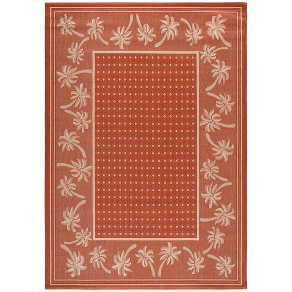 SAFAVIEH Courtyard Charles Floral Indoor/Outdoor Area Rug, Rust/Sand, 8' x 11'