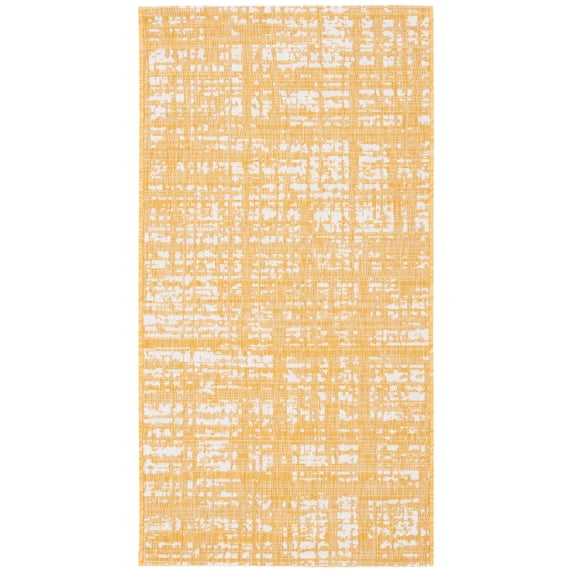 SAFAVIEH Courtyard Charlie Abstract Indoor/Outdoor Area Rug, Gold/Ivory, 2'7" x 5'