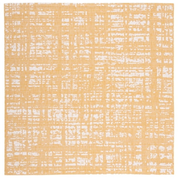 SAFAVIEH Courtyard Charlie Abstract Indoor/Outdoor Area Rug, Gold/Ivory, 6'7" x 6'7" Square