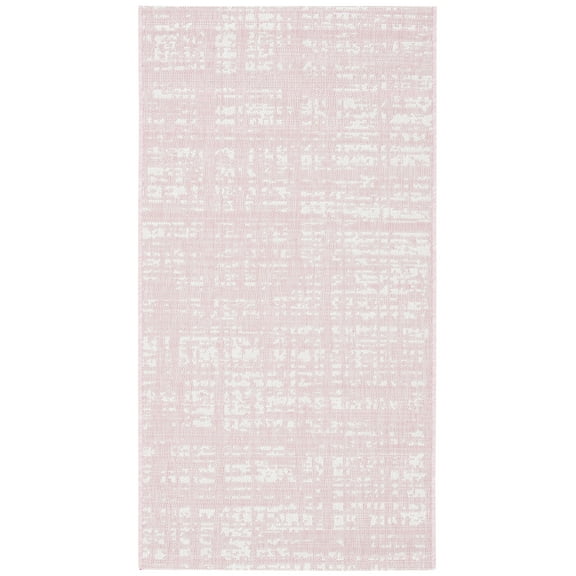 SAFAVIEH Courtyard Charlie Abstract Indoor/Outdoor Area Rug, Pink/Ivory, 2'7" x 5'
