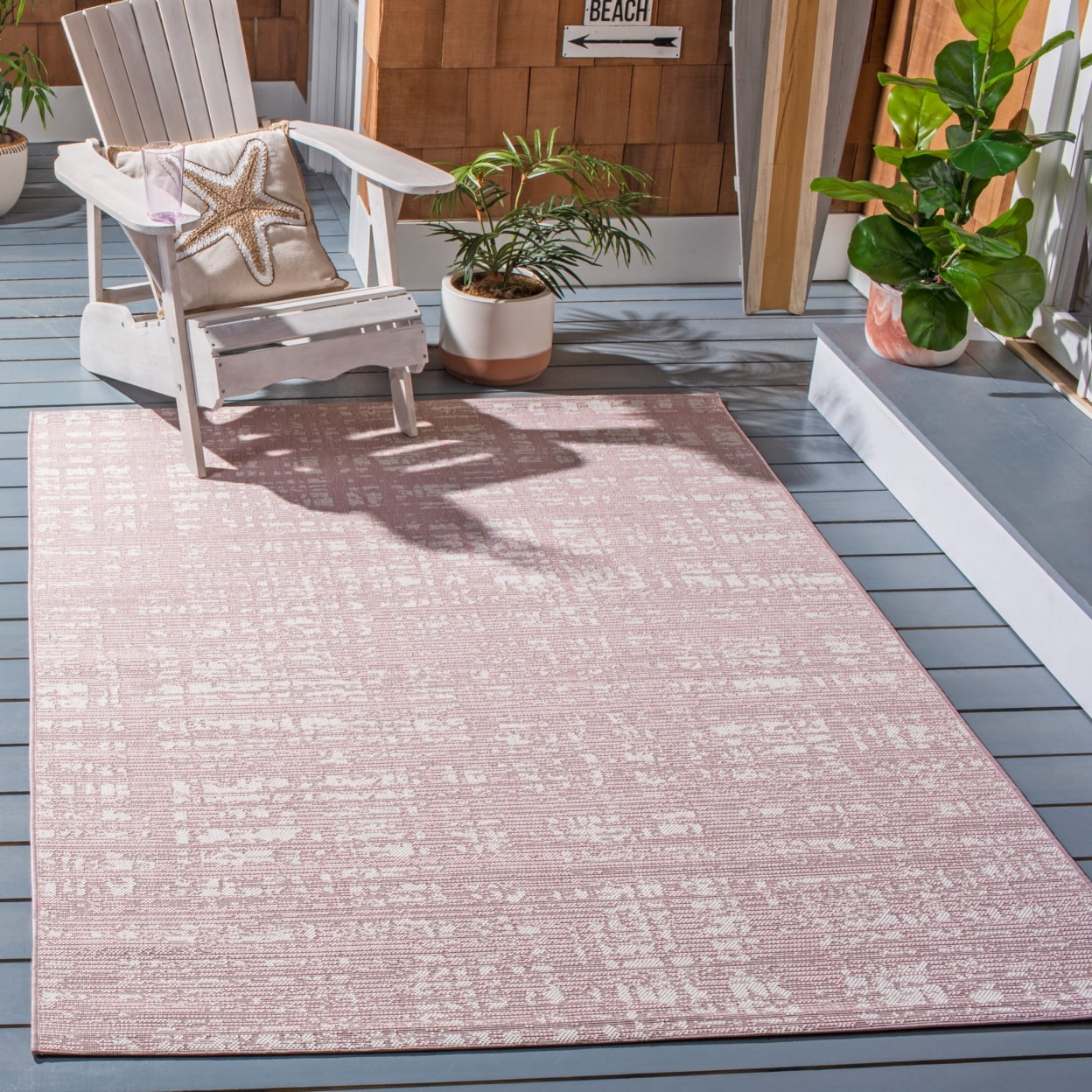 Ivory Rectangular Non-slip Synthetic Easy Care Rug