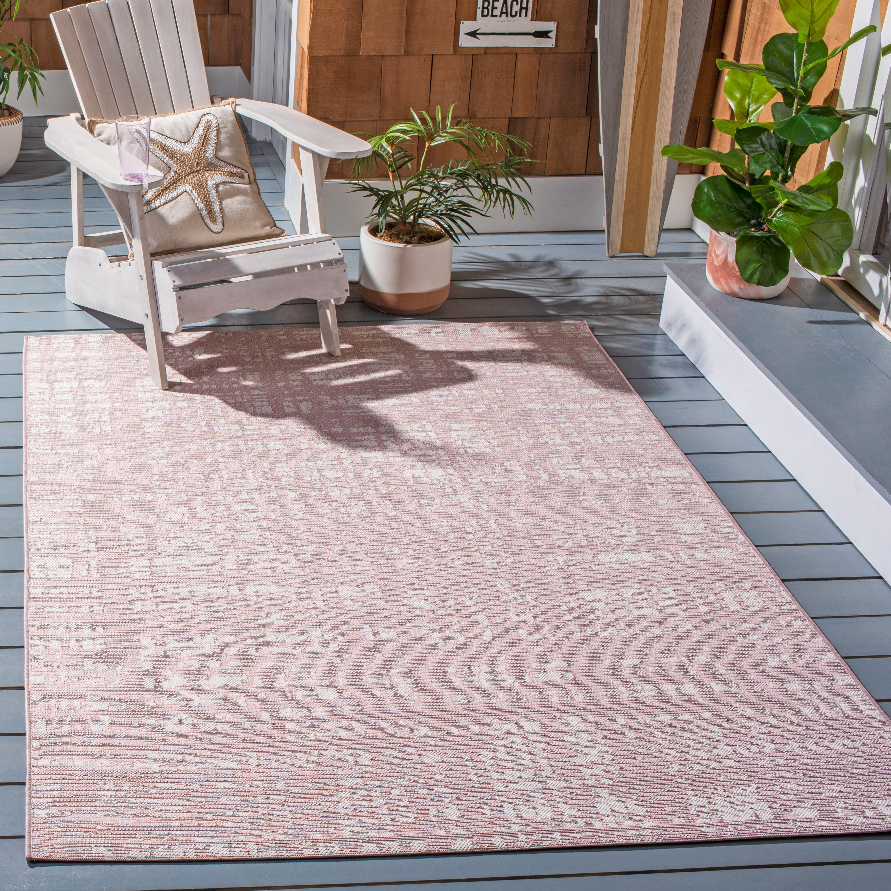 Safavieh Courtyard Charlie Abstract Indoor/Outdoor Area Rug, Pink/Ivory, 2' x 3'7"