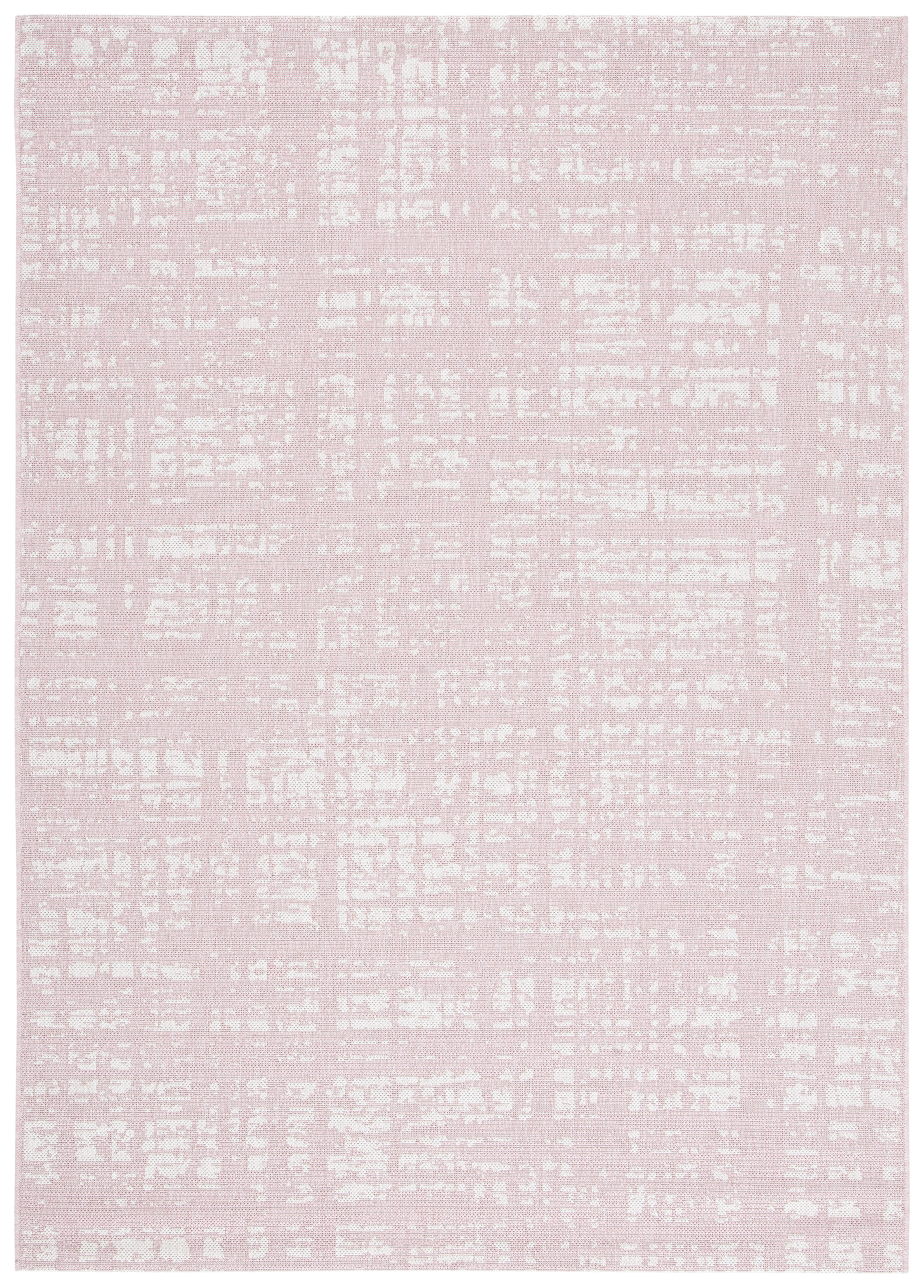 Pink and Ivory Rectangular Synthetic Indoor/Outdoor Area Rug