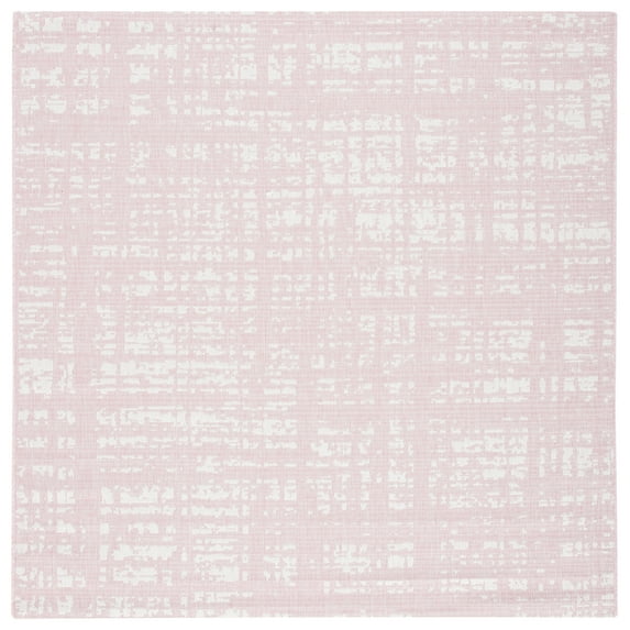 SAFAVIEH Courtyard Charlie Abstract Indoor/Outdoor Area Rug, Pink/Ivory, 6'7" x 6'7" Square