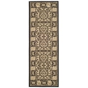 SAFAVIEH Courtyard Charlotte Bordered Indoor/Outdoor Runner Rug, Black/Sand, 2'3" x 6'7"