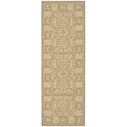 SAFAVIEH Courtyard Charlotte Bordered Indoor/Outdoor Runner Rug, Coffee/Sand, 2'3" x 6'7"