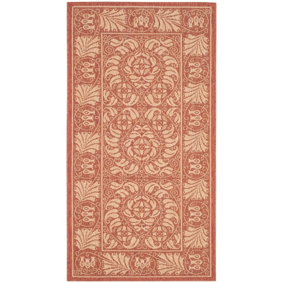 SAFAVIEH Courtyard Charlotte Floral Indoor/Outdoor Area Rug, 2'7" x 5', Rust/Sand