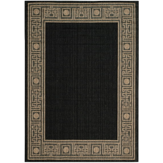 SAFAVIEH Courtyard Chase Oriental Indoor/Outdoor Area Rug, Black/Coffee, 8' x 11'