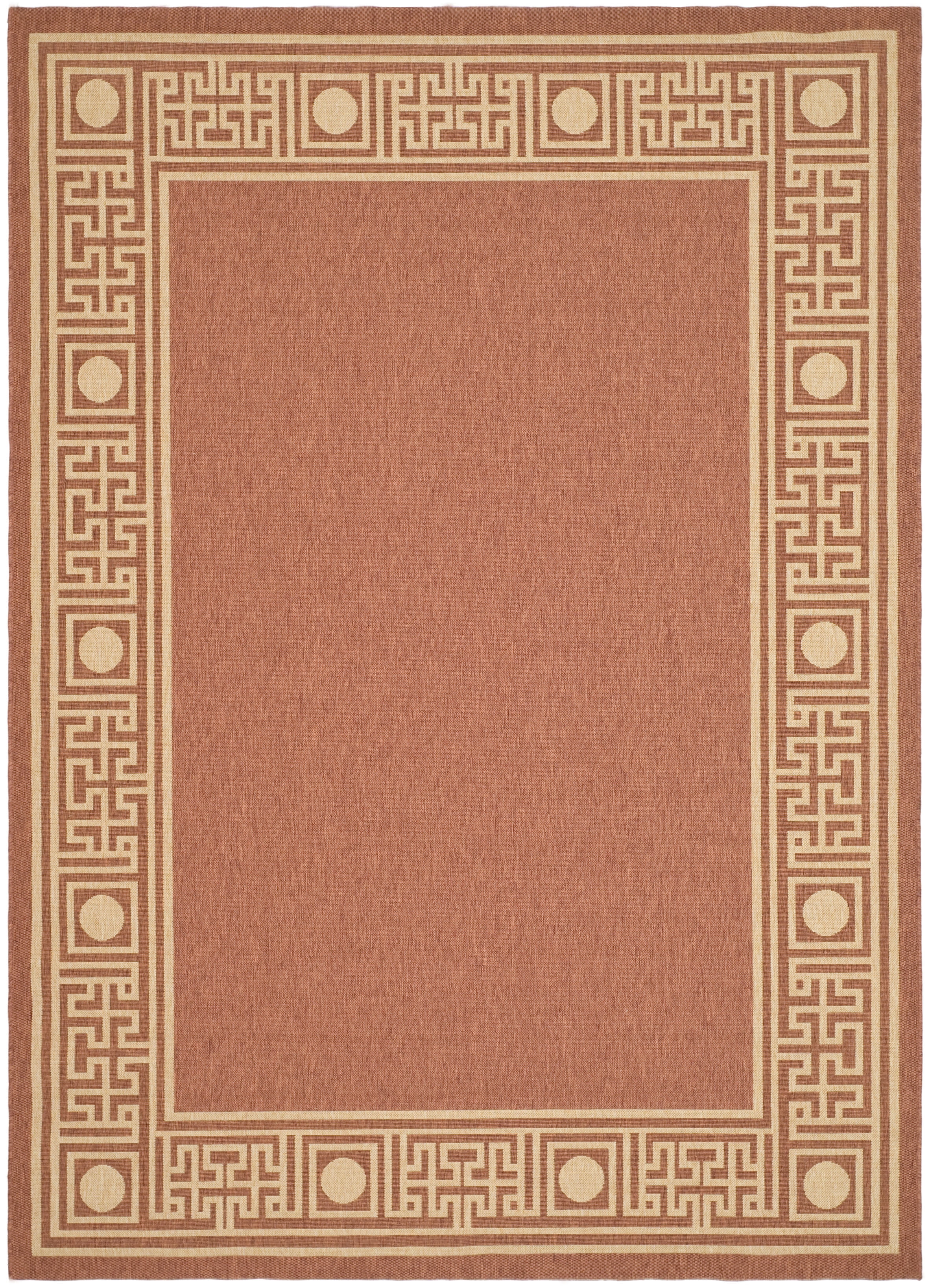 Rust and Sand Rectangular Cotton Synthetic Area Rug